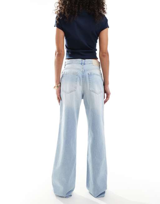Pull&Bear straight leg high waist jeans in pale blue