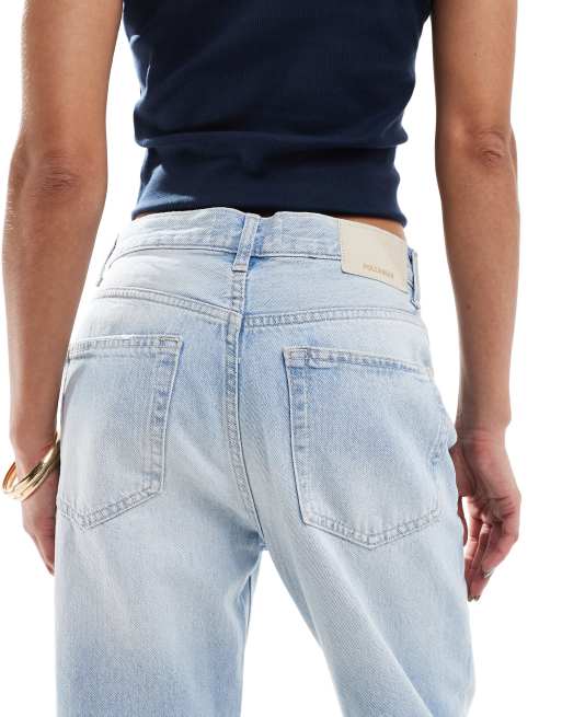 Pull&Bear straight leg high waist jeans in pale blue