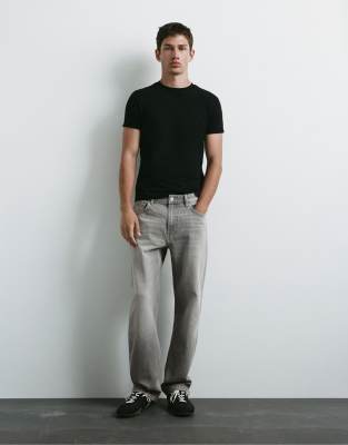 Pull & Bear Straight-leg Jeans In Grey