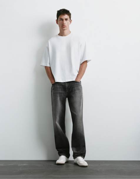 Pull&Bear Straight-leg jeans in dark marl - view 1