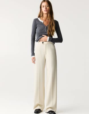 Pull & Bear Straight Leg Pants In Yellow