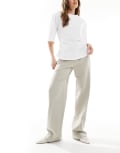 [Pull & Bear] Pull & Bear straight leg tailored pants in stone-Neutral 8 STONE