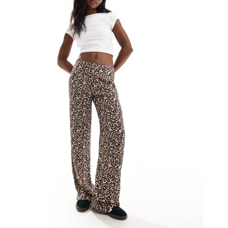 Pull Bear straight leg trouser in leopard print ASOS