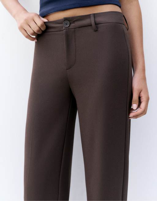 Pull&Bear straight leg trousers in brown, 5 of 7