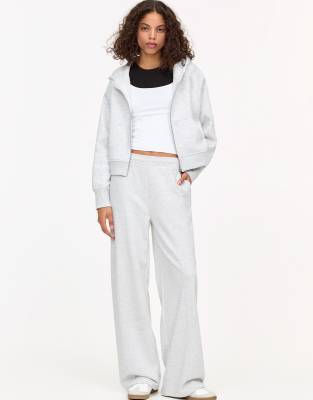 Pull&Bear straight tracksuit bottoms in grey marl - view 1