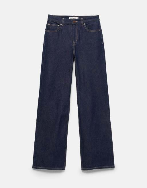 Pull&Bear Straight wide-leg jeans in navy, 5 of 6