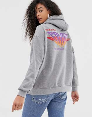 Pull Bear Stranger Things Grauer Kapuzenpullover ASOS