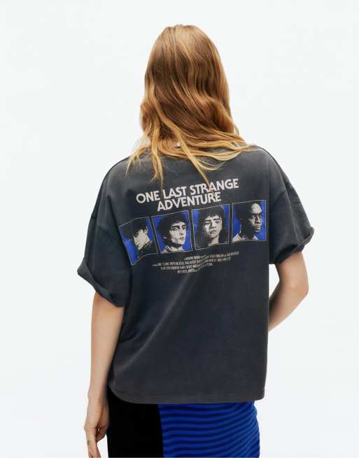 Pull&Bear Stranger things t-shirt in faded black | ASOS