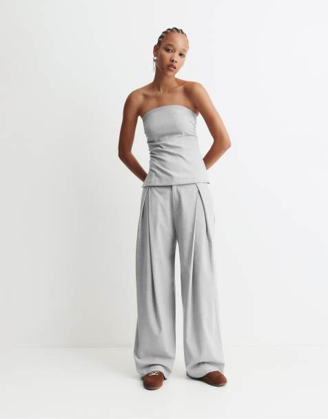 Pull&Bear Strapless top in grey - view 1