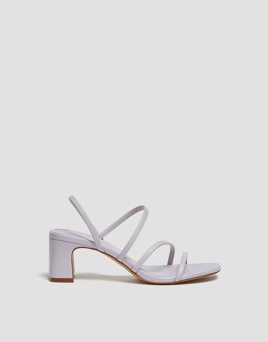 Pull & Bear strappy block heeled sandals with square toe in lilac-Purple