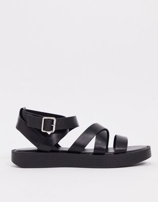Pull & Bear strappy chunky sandals in black