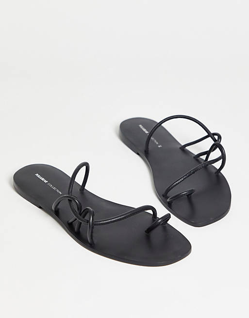 gone crazy Surichinmoi Unpacking Pull&Bear strappy flat sandals in black | ASOS