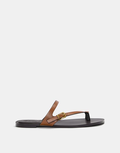 Pull&Bear strappy flat sandals in brown - view 1