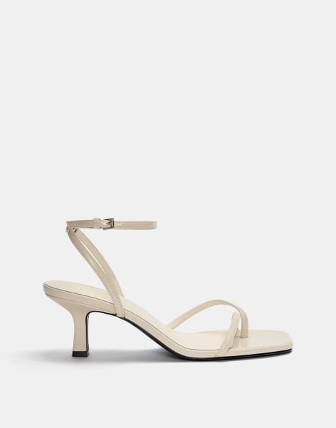Pull&Bear strappy heeled sandals in ecru - view 1