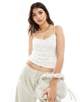 Pull&Bear strappy lace cami in white