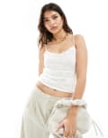 [Pull & Bear] Pull & Bear strappy lace cami in white M WHITE