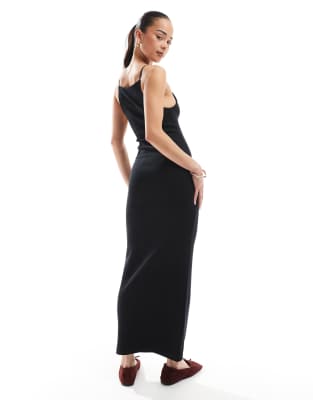 Pull & Bear Strappy Midi Dress In Black