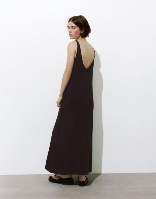 Pull&Bear Strappy midi dress in grey, 2 of 4