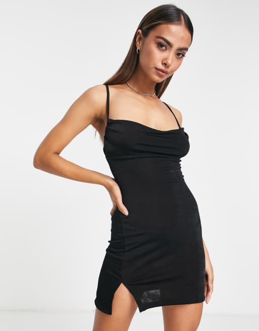 Mini black dress with hot sale slit