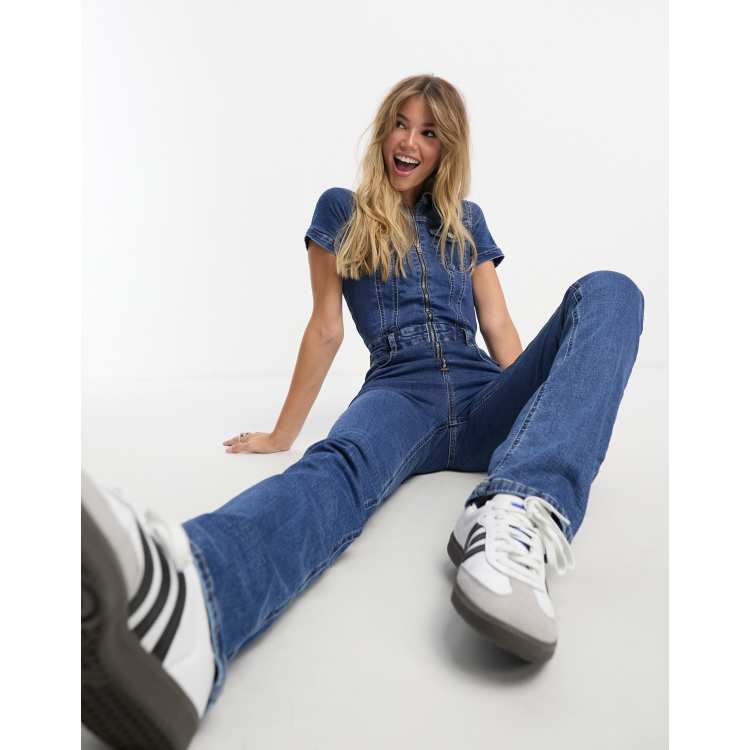 Pull and deals bear denim jumpsuit