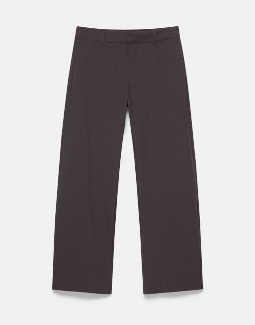 Pull&Bear stribede elegante bukser i brun, 6 af 7