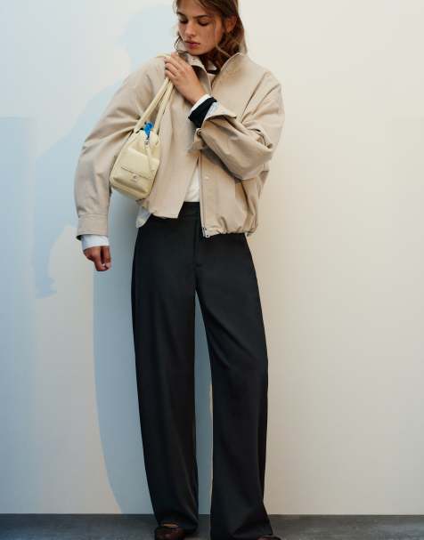 Pull&Bear stribede elegante bukser i sort - view 1