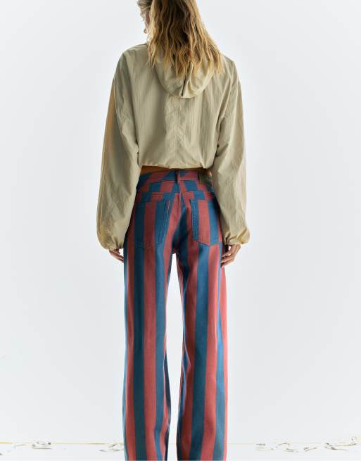 Pull&Bear stribede jeans med lige ben i pink, 5 af 7