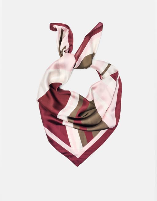 Pull&Bear stribet satin-tørklæde i pink, 3 af 5
