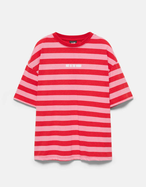Pull&Bear stribet T-shirt i rød, 5 af 7