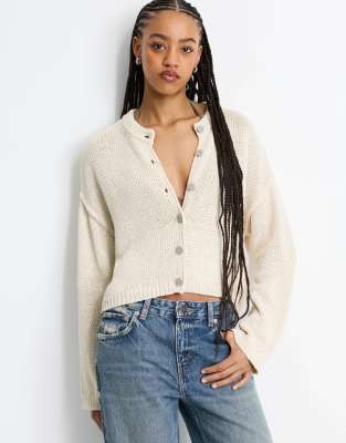 Pull & Bear - Strickjacke in Sand-Neutral