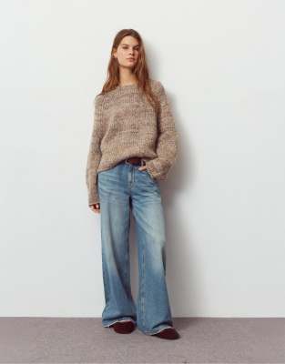 Pull & Bear - Strickpullover aus gezwirntem Garn in Ocker-Brown