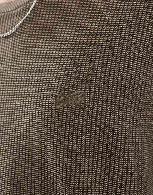 Pull&Bear - Strikket T-shirt i forvasket kaki, 3 af 4