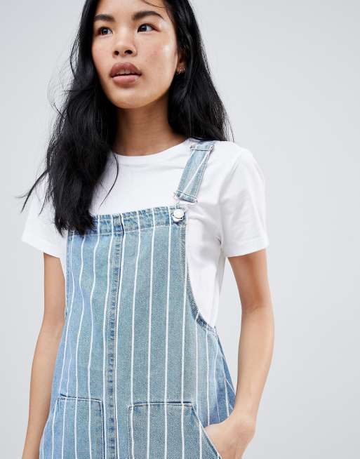 Striped denim overall on sale dress