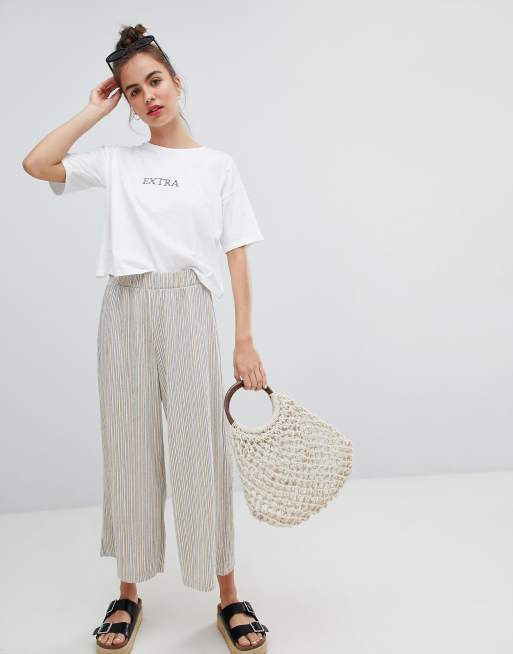 Pull&bear stripe elastic waist trouser