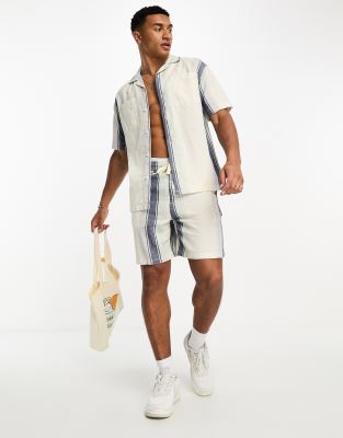 Pull&Bear stripe shirt in white (part of a set)