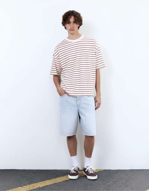 Pull&Bear Striped boxy-fit t-shirt in off white, 2 of 4