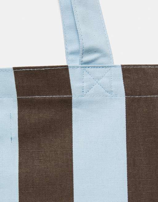 Pull&Bear Striped cities tote bag in blue, 4 of 4