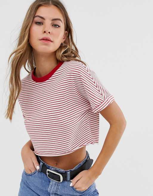 Pull crop top rouge new arrivals