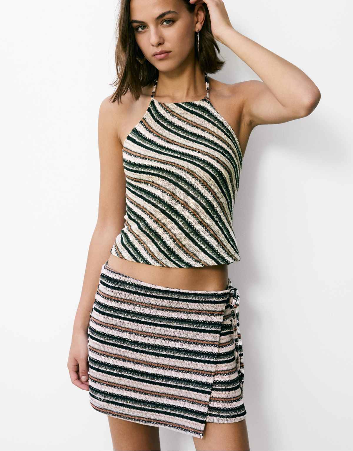 Pull&Bear Striped halter top in striped