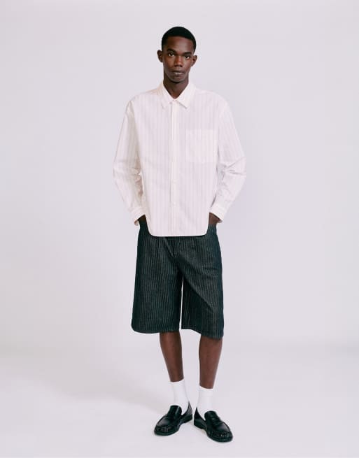 Pull&Bear Striped long sleeve shirt in light rose pink, 4 of 7