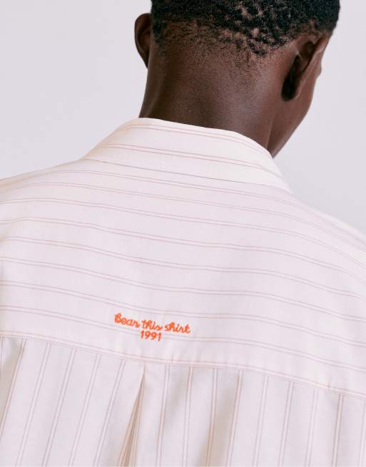 Pull&Bear Striped long sleeve shirt in light rose pink, 5 of 7