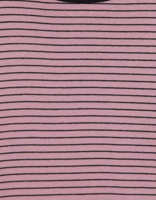 Pull&Bear Striped long sleeve t-shirt in pink, 6 of 7