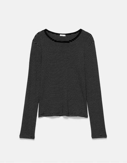 Pull&Bear Striped long sleeve t-shirt in striped, 5 of 7