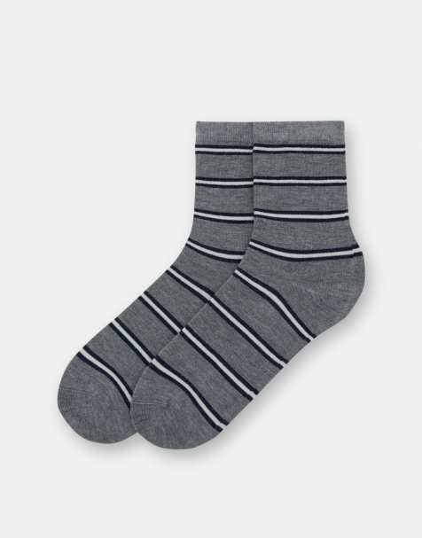 Pull&Bear Striped long socks in grey - view 1