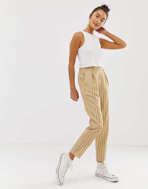 Striped hot sale peg trousers