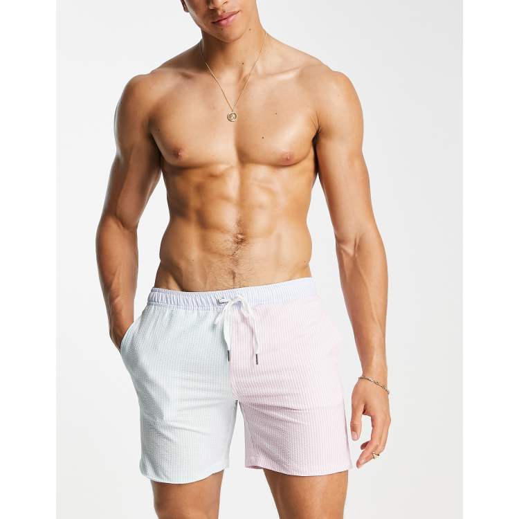 Striped seersucker swim shorts