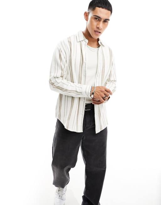 Pull&Bear striped shirt in ecru