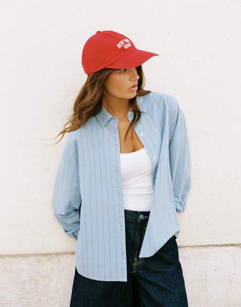 Pull&Bear Striped shirt in faded blue - view 1