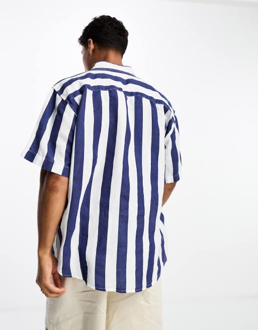 Pull&Bear striped shirt in navy