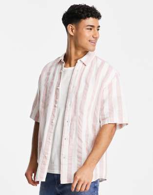Pull&Bear striped shirt in pink - ASOS Price Checker